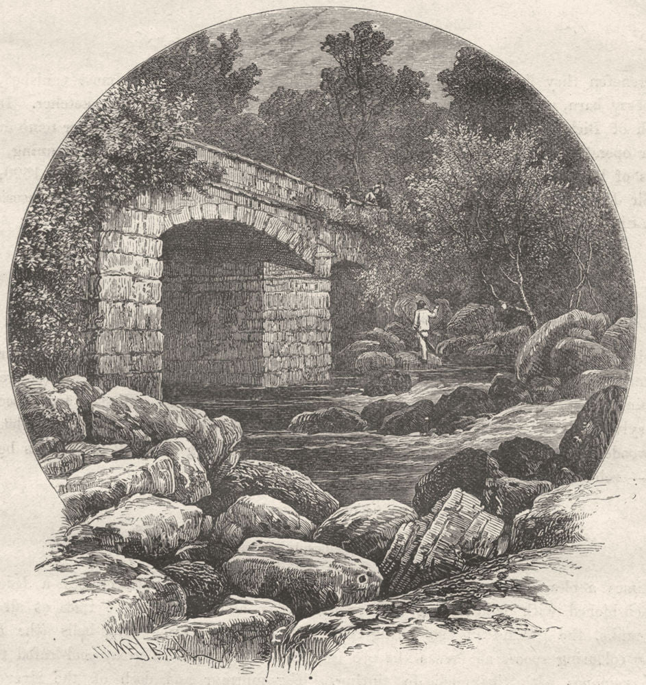 DEVON. Shaugh bridge 1898 old antique vintage print picture